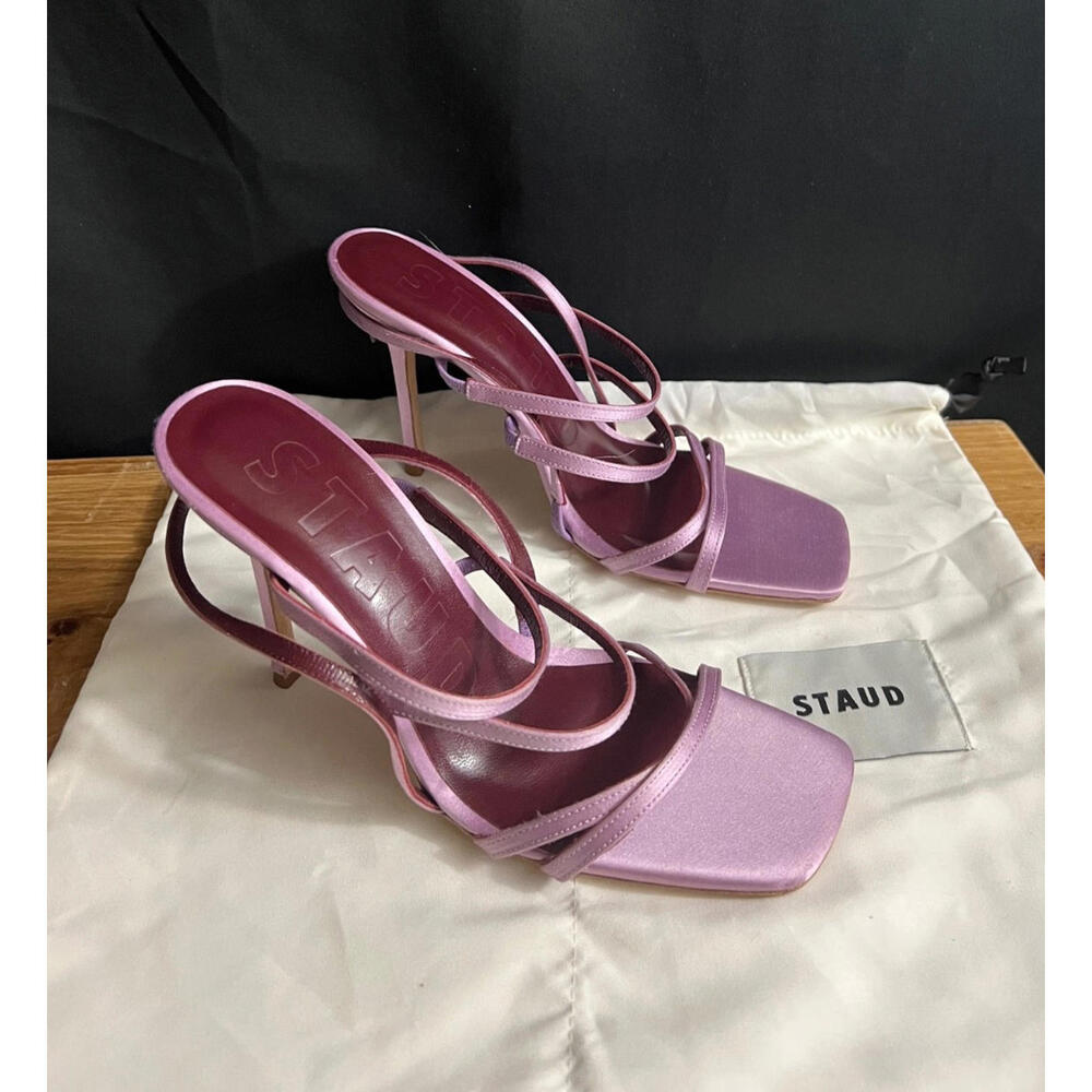 NWOB STAUD Anise Open-Toe Slingback Strappy Heels 39/US SZ 9 $425 LILAC PURPLE